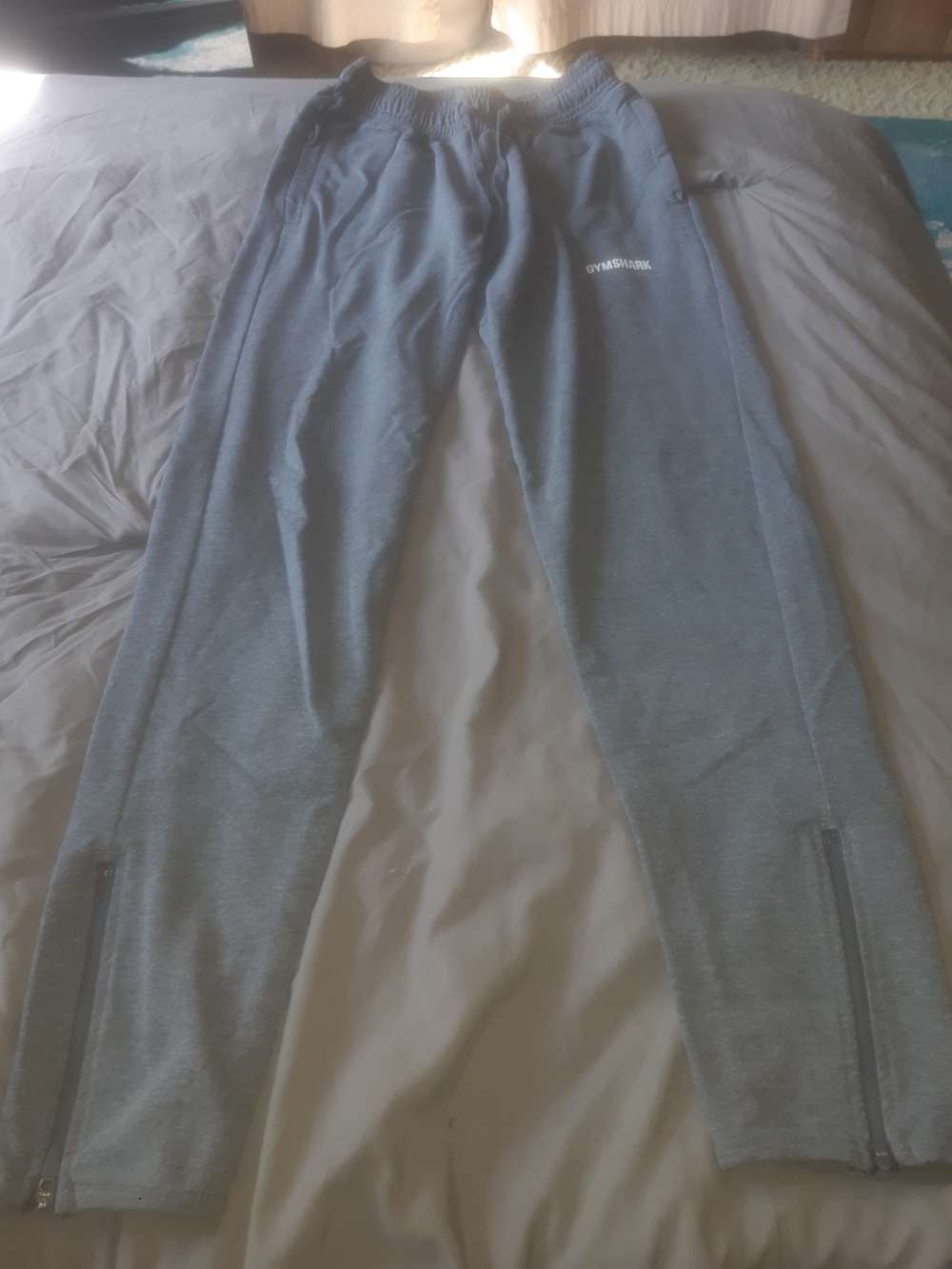 Gymshark Light Gray Women's Track Joggers with Ankle Zips